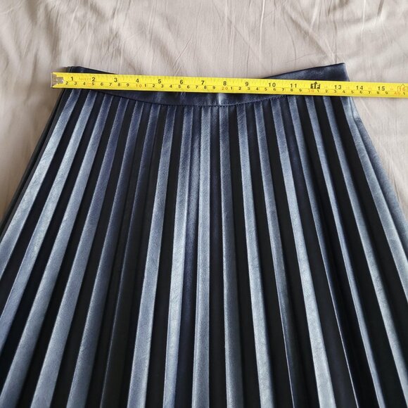 J. Crew Navy Pleated Pleather Skirt (2P) - Picture 8 of 11